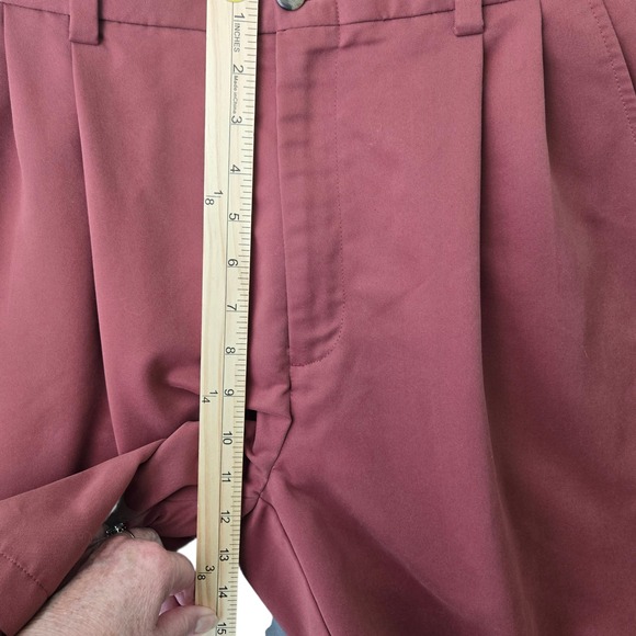 Haggar Generations Pleated Chino Shorts Men SZ 32 Rust Cotton Blend Relaxed Fit - Picture 10 of 11